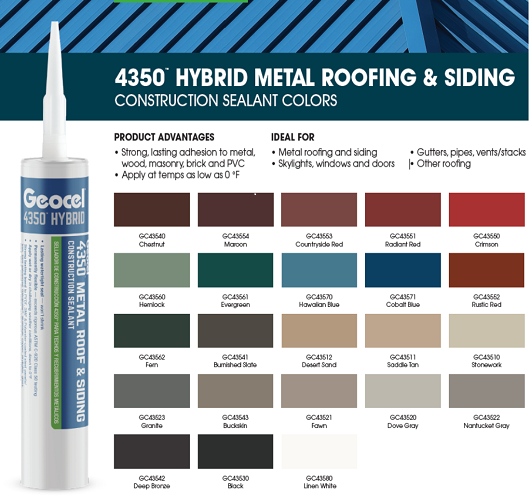 geocel hybrid sealant, metal roofing sealant, color sealant